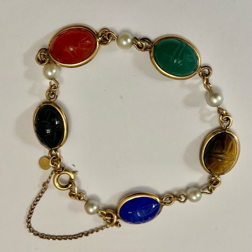 Vintage, Beautiful, Scarab- Gold Filled Bracelet - Picture 6 of 9